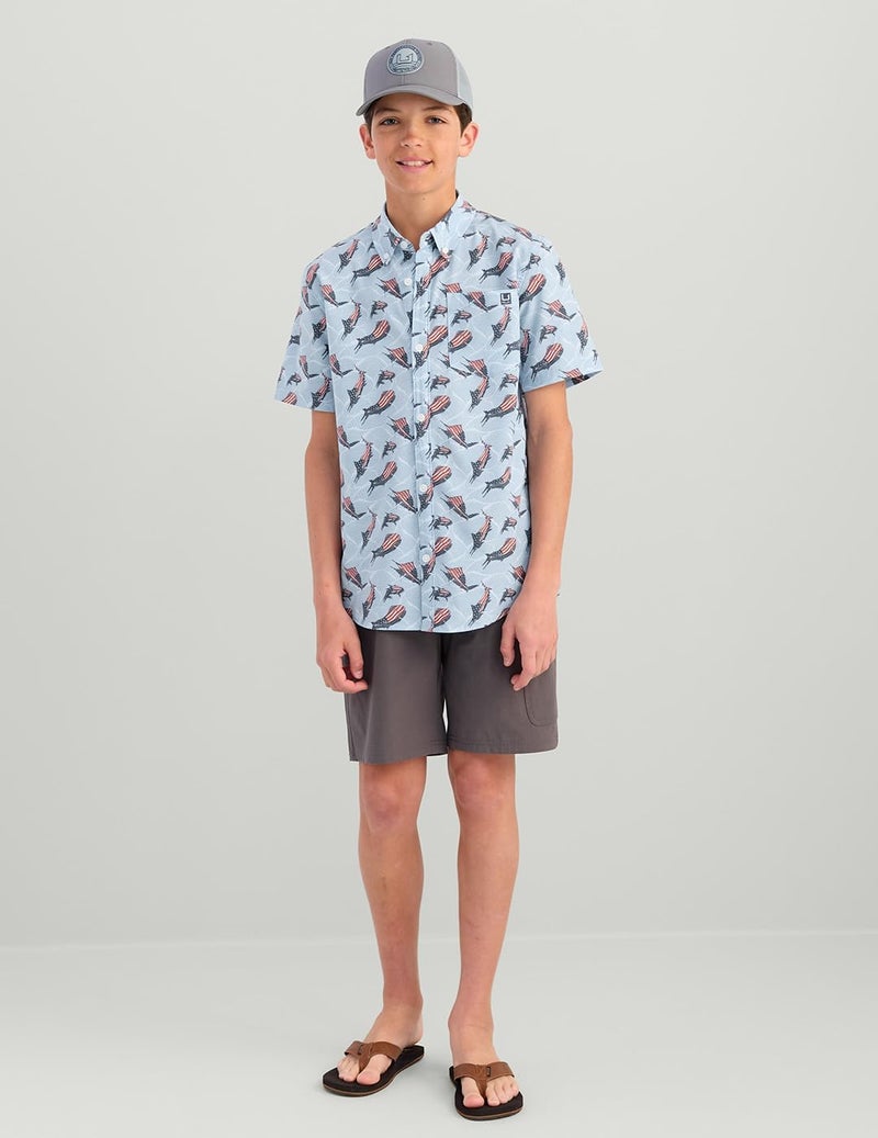 HUK Store Kids Kona Short Sleeve Fishing Button Down Shirt for Kids - Image 1